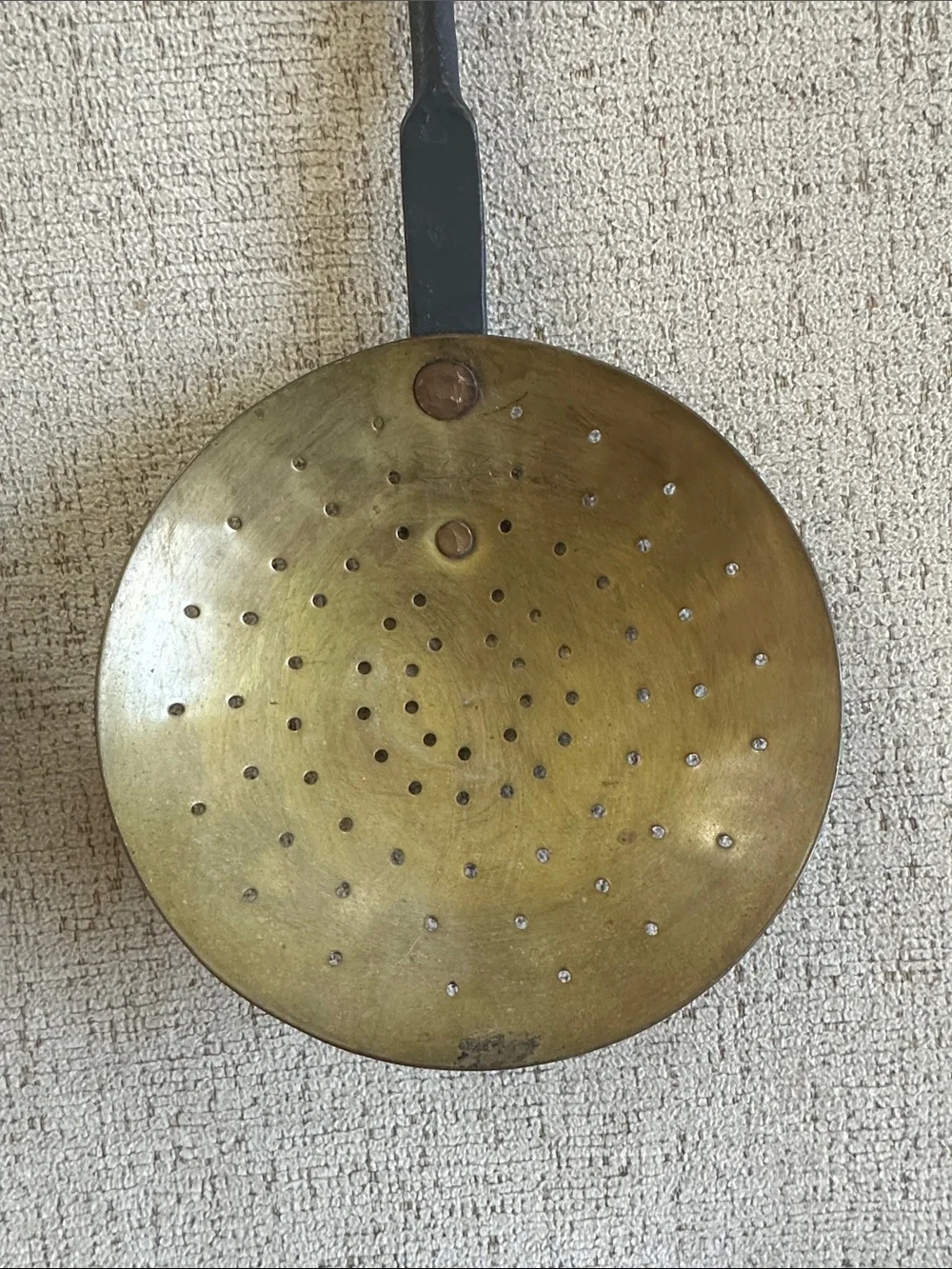 Authentic 19th Century Hand-Forged Brass & Iron Hearth Utensil Set